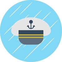 Captain Hat Flat Blue Circle Icon vector