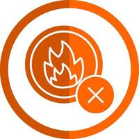 No Fire Glyph Orange Circle Icon vector