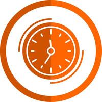 reloj glifo naranja circulo icono vector