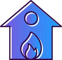 Burning House Gradient Filled Icon vector