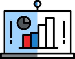 analítica lleno medio cortar icono vector