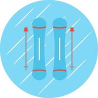 Skiing Flat Blue Circle Icon vector