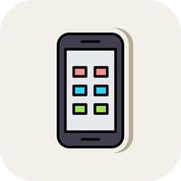 Phone Line Filled White Shadow Icon vector