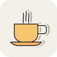Hot Coffee Line Filled White Shadow Icon vector