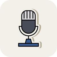 Microphone Line Filled White Shadow Icon vector