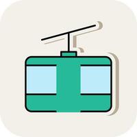 Cableway Line Filled White Shadow Icon vector