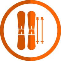 Skis Glyph Orange Circle Icon vector