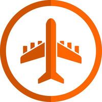 Plane Glyph Orange Circle Icon vector