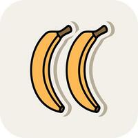 bananas línea lleno blanco sombra icono vector