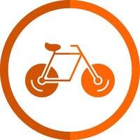 bicicleta glifo naranja circulo icono vector