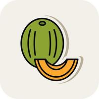 Honeydew melon Line Filled White Shadow Icon vector