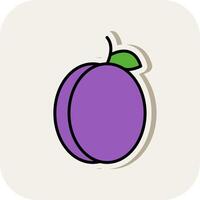 Plum Line Filled White Shadow Icon vector