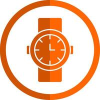 reloj glifo naranja circulo icono vector