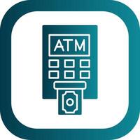 Atm Machine Glyph Gradient Round Corner Icon vector