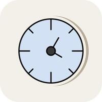 Clock Line Filled White Shadow Icon vector