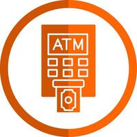 Atm Machine Glyph Orange Circle Icon vector