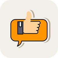 Positive Comment Line Filled White Shadow Icon vector