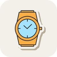 Stylish Watch Line Filled White Shadow Icon vector