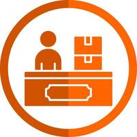 Checkin Glyph Orange Circle Icon vector