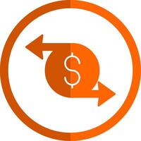 Money Transfer Glyph Orange Circle Icon vector