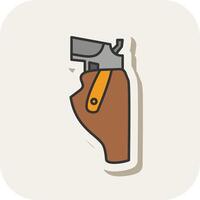 Pistol Holster Line Filled White Shadow Icon vector