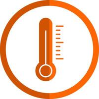 termómetro glifo naranja circulo icono vector