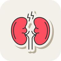 Kidney Line Filled White Shadow Icon vector