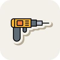 Drilling Machine Line Filled White Shadow Icon vector