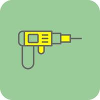 Drilling Machine Filled Yellow Icon vector