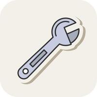 Adjustable Wrench Line Filled White Shadow Icon vector