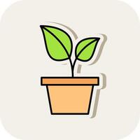 planta línea lleno blanco sombra icono vector