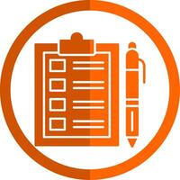 Cut List Glyph Orange Circle Icon vector