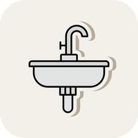 Sink Line Filled White Shadow Icon vector