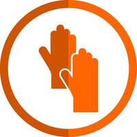 limpieza guantes glifo naranja circulo icono vector