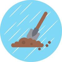 Shovel In Soil Flat Blue Circle Icon vector