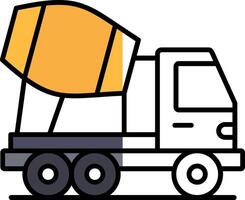 Concrete Mixer Truck Filled Half Cut Icon vector