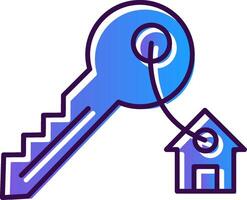 House Key Gradient Filled Icon vector