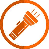 Flashlight Glyph Orange Circle Icon vector
