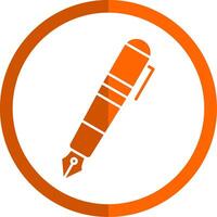 Fountain Pen Glyph Orange Circle Icon vector