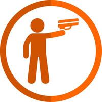 policía participación pistola glifo naranja circulo icono vector