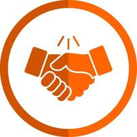 Handshake Glyph Orange Circle Icon vector