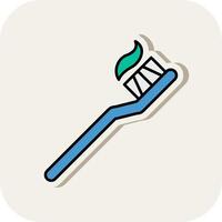 Toothbrush Line Filled White Shadow Icon vector