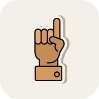 Raised Finger Line Filled White Shadow Icon vector