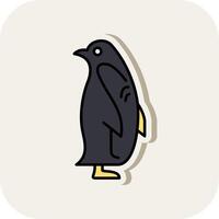 pingüino línea lleno blanco sombra icono vector