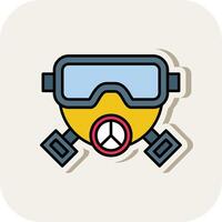 Gas Mask Line Filled White Shadow Icon vector