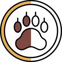 Pawprint Filled Half Cut Icon vector