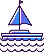 Sail Boat Gradient Filled Icon vector