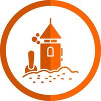 Sand Castle Glyph Orange Circle Icon vector