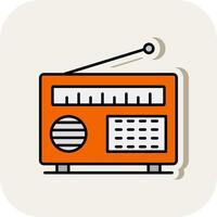 Radio Line Filled White Shadow Icon vector