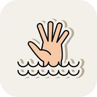 Drowning Line Filled White Shadow Icon vector